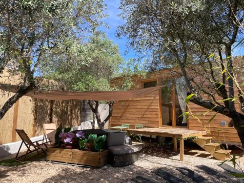 La Tiny House des Oliviers et son jacuzzi