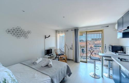 Le Mimosas - Studio Cannes centre - Vue mer Terrasse WIFI climatisation