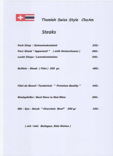 a screenshot of the menu for the turkey swiss style chain at Swiss Style Guesthouse in Cha Am