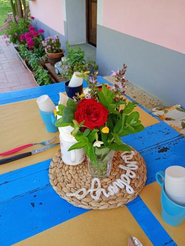a bouquet of flowers in a vase on a table at Agriturismo Campolungo in Sant'Ermo