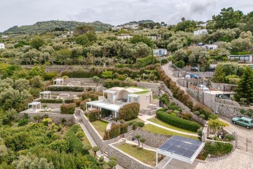an aerial view of a house with a solarium at Villa DAlessandro in Anacapri