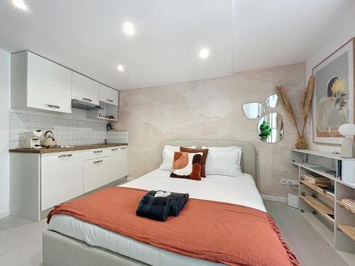 - une chambre avec un grand lit et des placards blancs dans l'établissement Magnifique appartement - Quartier typique Panier - Les Frères de la Loc', à Marseille