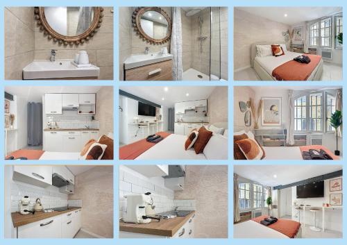 un collage de photos d'une chambre d'hôtel dans l'établissement Magnifique appartement - Quartier typique Panier - Les Frères de la Loc', à Marseille