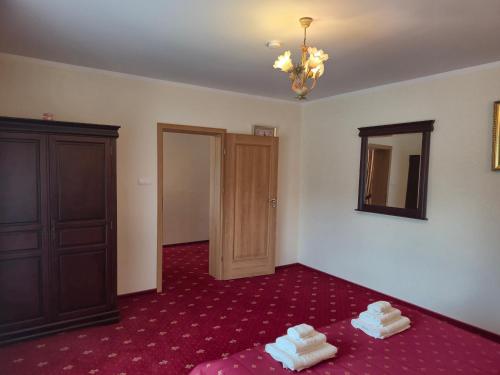 a room with two piles of towels on the floor at Villa Murano in Sajzy
