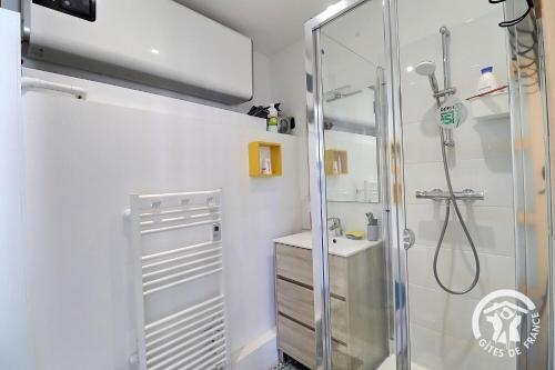 une salle de bain avec douche et lavabo dans l'établissement L'escale d'herman, à Saint-Malo