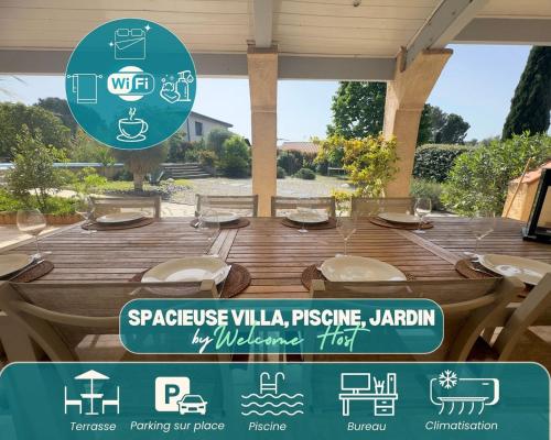 La spacieuse villa, piscine et grands espaces