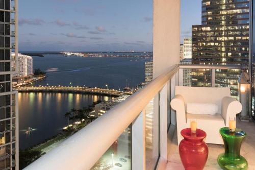 a balcony with a view of the water at MVR - Oceanfront Corner Balcony Luxe SPA in Miami