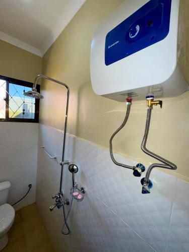 Un baño con ducha y WC. en Watra Apartments, en Dodoma
