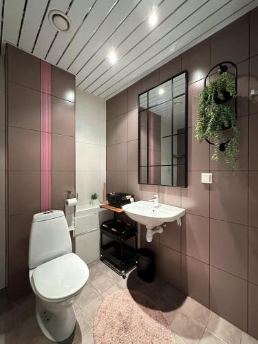un bagno con un water e un lavandino di RG Aisa Apartment a Pärnu