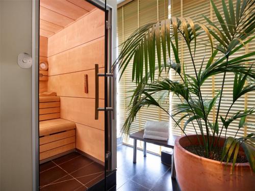 una planta en una olla grande al lado de una puerta en Radisson Blu Hotel Nice, en Niza