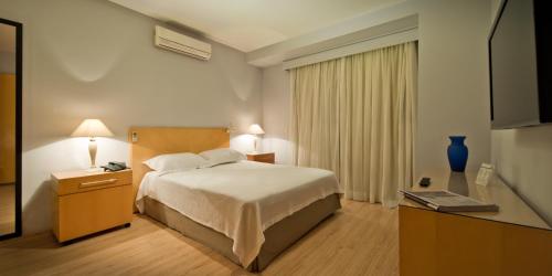 a hotel room with a bed and a television at Hotel Sequoia Alphaville in Barueri