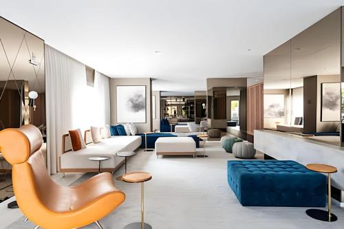 Χώρος καθιστικού στο Conforto e vista do 17º andar | A/C e Wi-Fi 500Mb