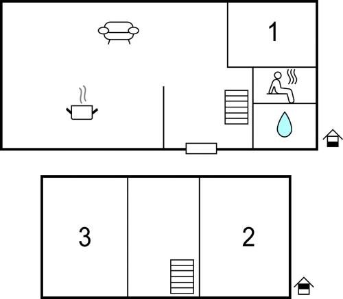 a diagram of a room with a person sitting on a table at Nice Home In Kongsberg With Sauna in Kongsberg
