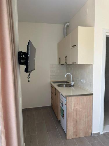 a small kitchen with a sink and a counter at Hotel Heart in Gonio