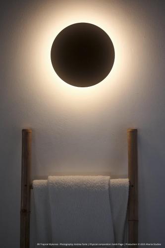 a light fixture on a ceiling with a towel at ELLI TROPiCAL LUXURY SUITES SUNSET-INFINITY POOL- SEA SIDE-NEAR CENTER PARKING in Mikonos