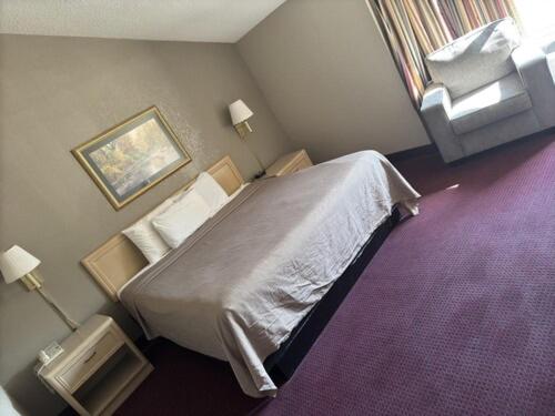 una camera con un letto in una camera d'albergo di Green Valley Motel a Pigeon Forge