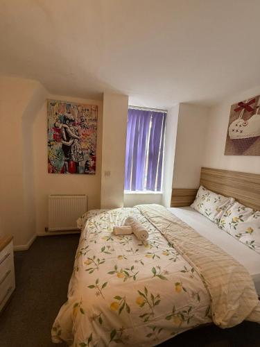 a bedroom with a large bed and a window at Kingsley Park Bridge Rooms in Northampton