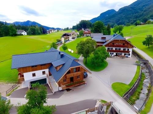 an aerial view of a small village with houses at Reiterhof Suassbauer in St. Wolfgang