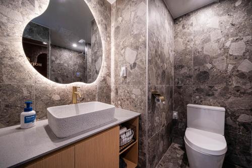 Koupelna v ubytování Hotel Badada
