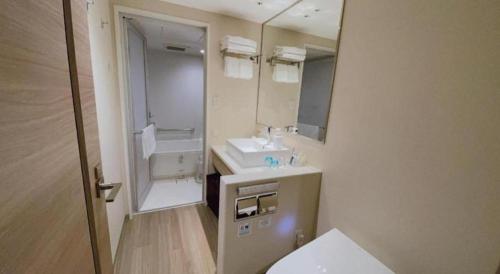 a bathroom with a sink and a mirror at KEIKYU EX INN Hamamatsucho Daimon-Station (Tokyo) in Tokyo