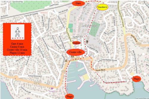 a map of a city with red dots at Joli Appartement au centre de carry le rouet in Carry-le-Rouet