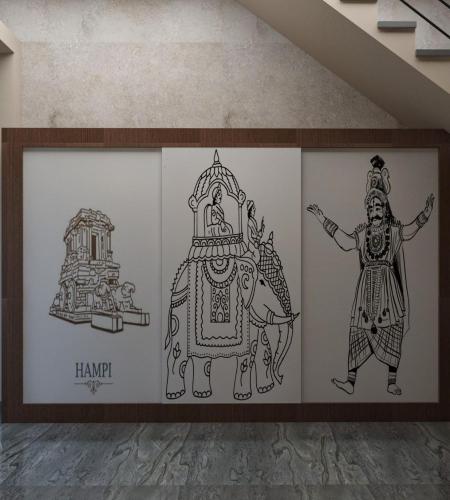 Blue Bell Residency Yeswanthpur Railway Station في بانغالور: رسم مؤطر لرجل وفيل