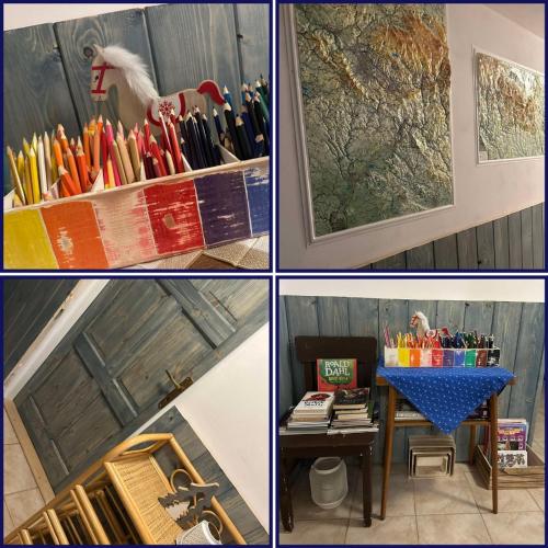 a collage of four different pictures with umbrellas at Chata Buchtovna in Rejdice