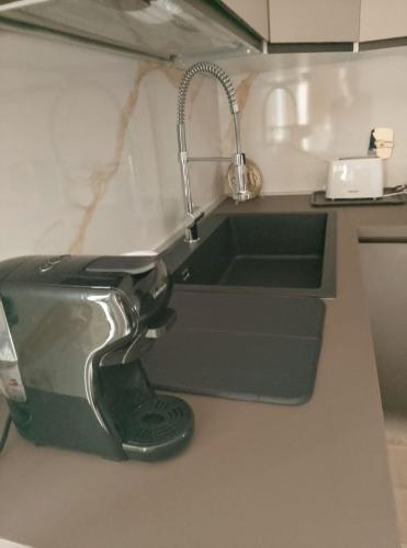 a kitchen with a sink and a faucet at Casa Mario, In The Heart Of Asti in Asti