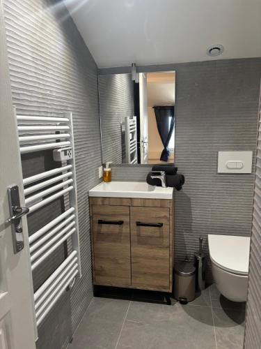 une salle de bain avec un lavabo et des toilettes dans l'établissement L'Entracte, à Marseille