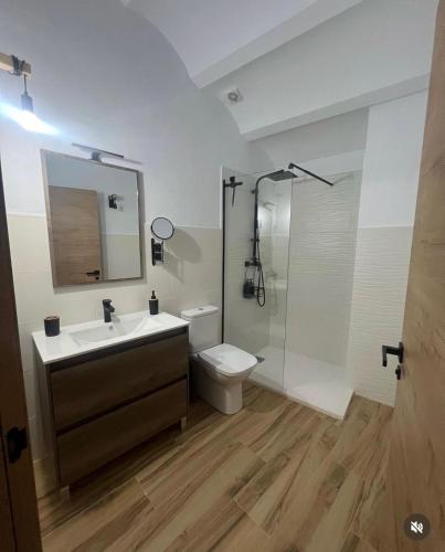 a bathroom with a sink and a toilet and a shower at Nuestro Refugio Rural in Cortijos Nuevos