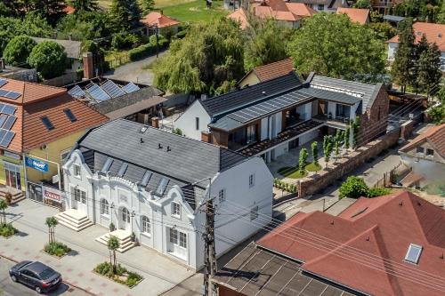 an overhead view of a house in a city at Fulop Panzio Rooms in Révfülöp