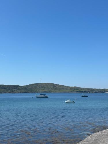 a group of boats in a large body of water at Racecourse Lodge Apartment in Clifden