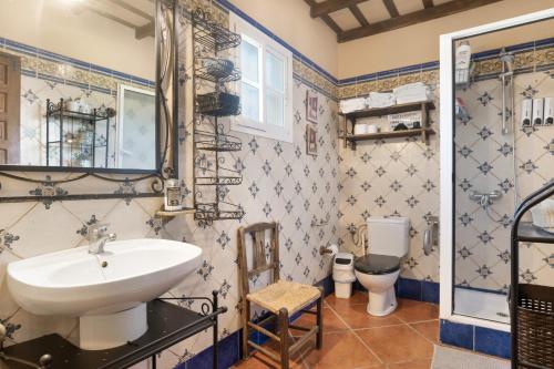 łazienka z umywalką i toaletą w obiekcie Casa Rural El Laure w mieście Villamartín