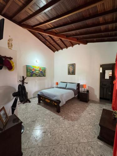 a bedroom with a bed in a room at Finca Las Palmas San Gil in San Gil