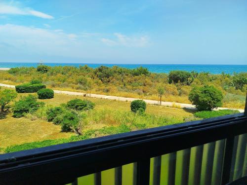 une vue sur l'océan depuis un balcon dans l'établissement Front de mer pour ce t2 dans résidence avec piscine collective -4TRO94, à Saint Cyprien Plage