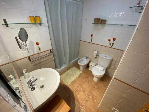 ein kleines Badezimmer mit Waschbecken und Toilette in der Unterkunft Daro 2D 163 in Torroella de Montgrí