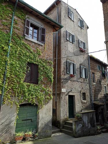 an old brick building with a green door and ivy at Zen and Breakfast in Veiano