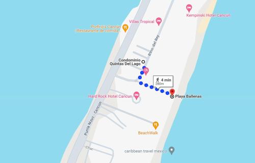 a map of dublin city centre with the blue dots at Hermosa planta baja con piscina, acceso a la Playa!!! in Cancún