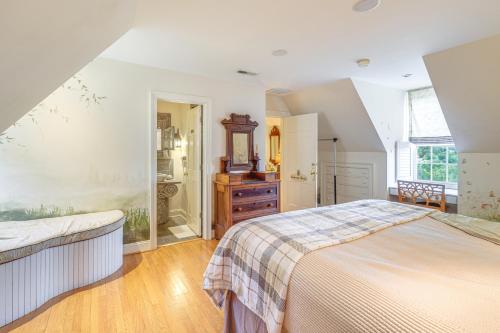 a bedroom with two beds and a dresser at 9-Acre New River Retreat Near Radford University in Fairlawn