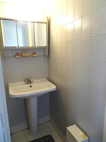 une salle de bain avec un lavabo et un miroir dans l'établissement Dog Family House, à Cavalaire-sur-Mer