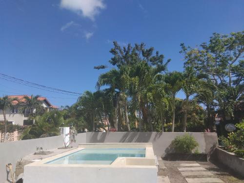 a swimming pool on the side of a house at The Studio apartment at Csompó Silver Manor in Kupuis