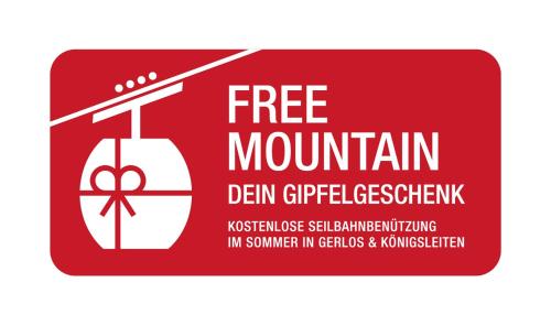 a sign that reads free mountain den gippelerk at Pension Zillertal in Gerlos
