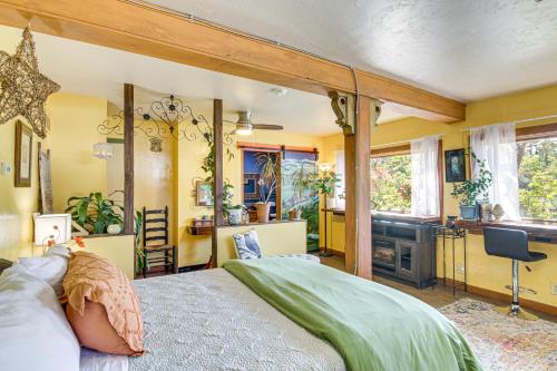 a bedroom with a large bed in a room at Walk to Dtwn Livingston Studio with Mtn Views! in Livingston
