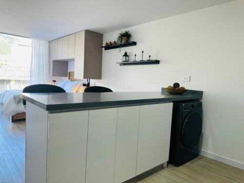 Η κουζίνα ή μικρή κουζίνα στο Unicentro Apartamentos, WiFi y Parking Gratis