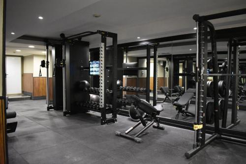 a gym with lots of equipment in a room at InterContinental Santiago by IHG in Santiago