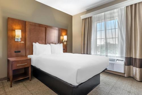 a hotel room with a large bed and a window at Comfort Suites Myrtle Beach Central in Myrtle Beach