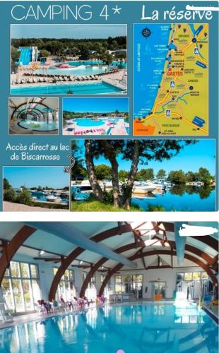 un collage de photos d'une piscine dans l'établissement La réserve, à Gastes