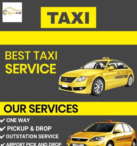 a flyer for a taxi service with a yellow car at Hotel Grand Eureka Near Delhi Airport in New Delhi