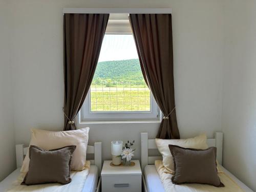 a bedroom with two beds and a window at Holiday Home Emma in Bihać