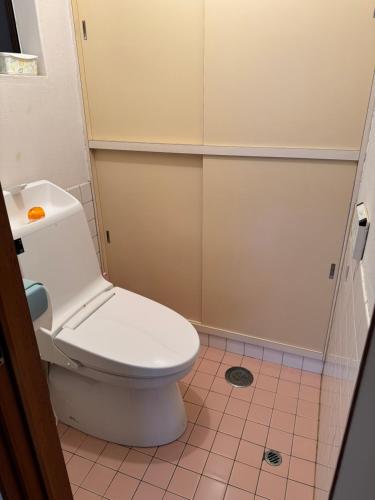 a bathroom with a white toilet and a sink at 千田民宿 in Takayama